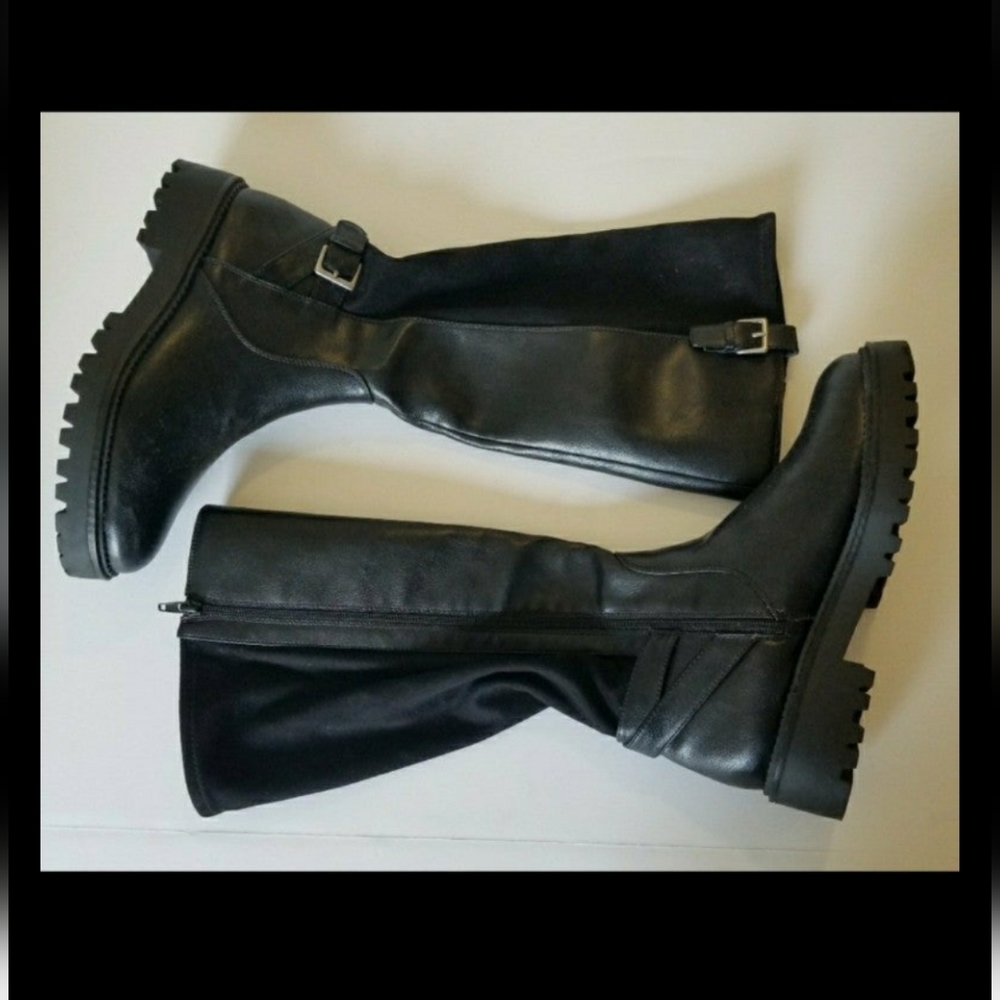 🌷NORDSTROMS BLACK CHUNKY COMBAT MOTO BOOTS SZ 8 NEW